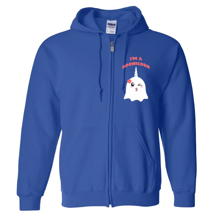 Lovely Im A Boonicorn Ghost Emoticon Cute Halloween Spirit Cool Gift Full Zip Hoodie