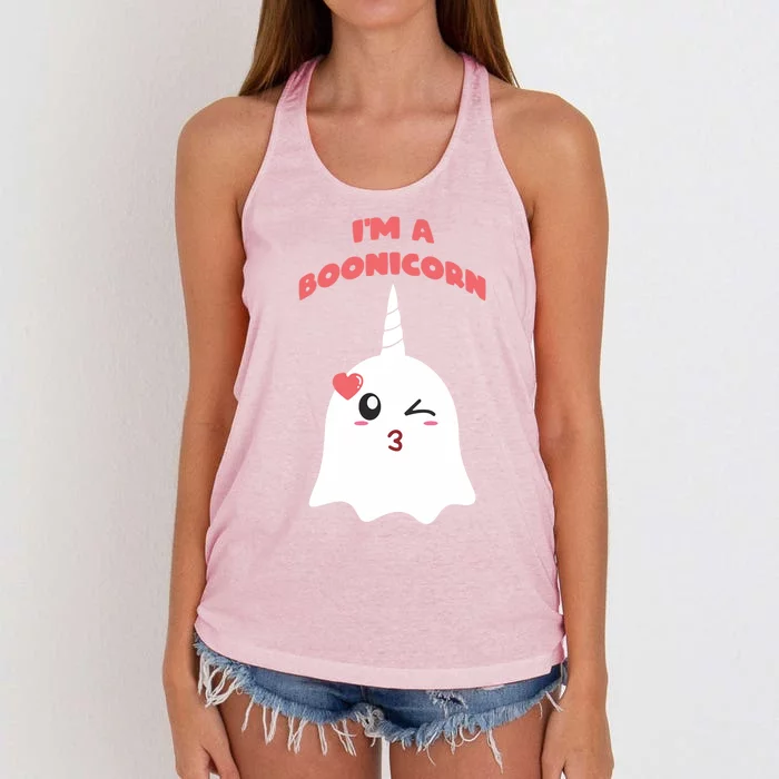 Lovely Im A Boonicorn Ghost Emoticon Cute Halloween Spirit Cool Gift Women's Knotted Racerback Tank