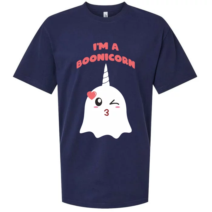 Lovely Im A Boonicorn Ghost Emoticon Cute Halloween Spirit Cool Gift Sueded Cloud Jersey T-Shirt