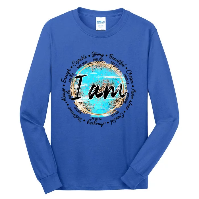 Leopard I Am Inspirational Bible Verse Christian Religious Great Gift Tall Long Sleeve T-Shirt