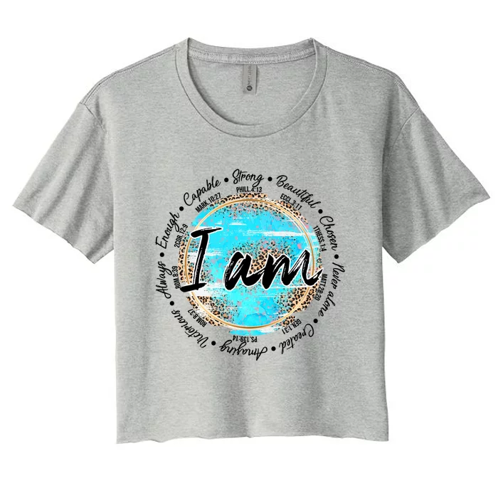 Leopard I Am Inspirational Bible Verse Christian Religious Great Gift Women's Crop Top Tee