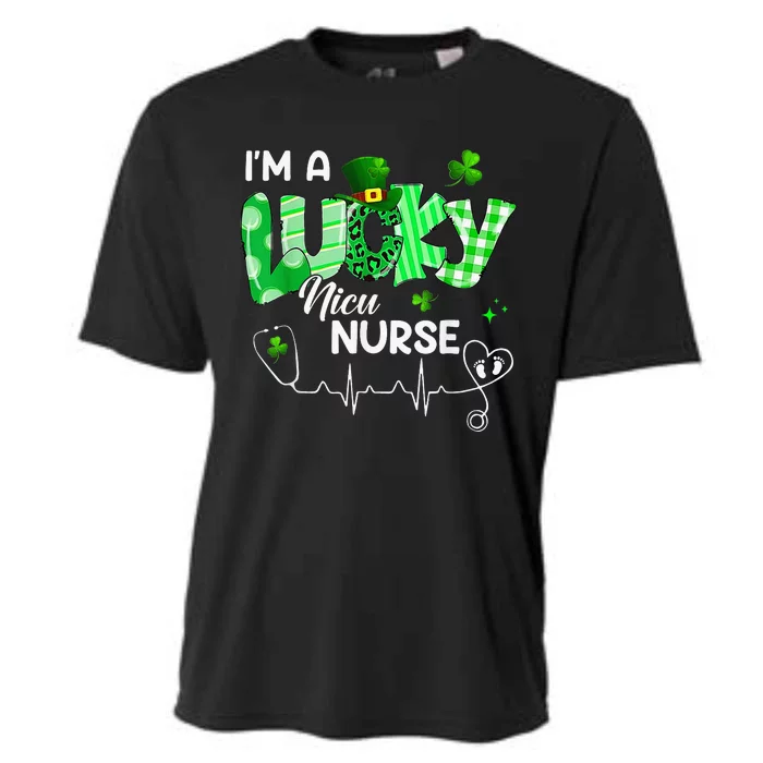 Leopard I’m A Lucky NICU Nurse Plaid Irish Clovers Cooling Performance Crew T-Shirt