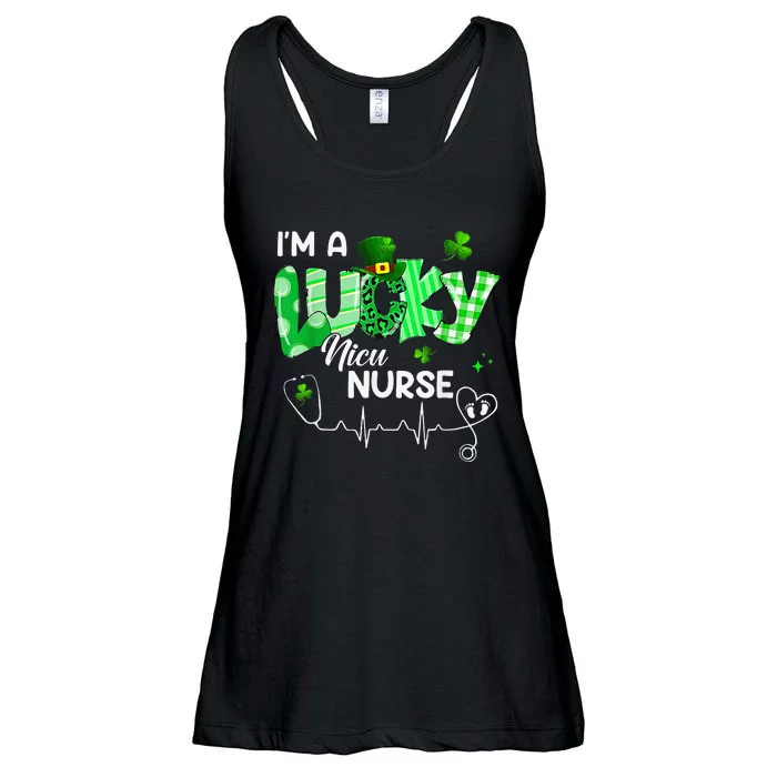 Leopard I’m A Lucky NICU Nurse Plaid Irish Clovers Ladies Essential Flowy Tank