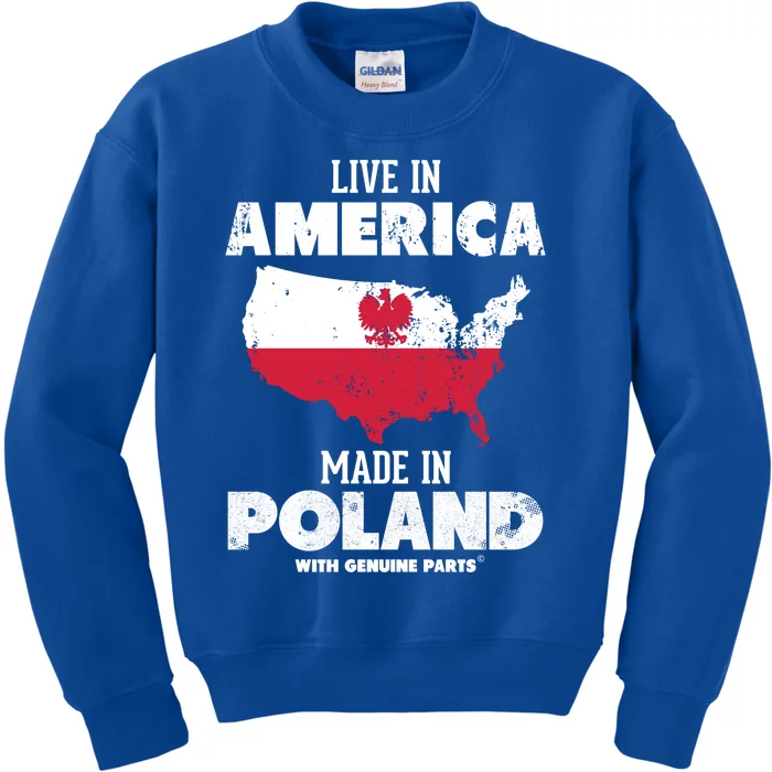 Live In America Made In Poland! Polish Pride Polska Funny Gift Kids Sweatshirt