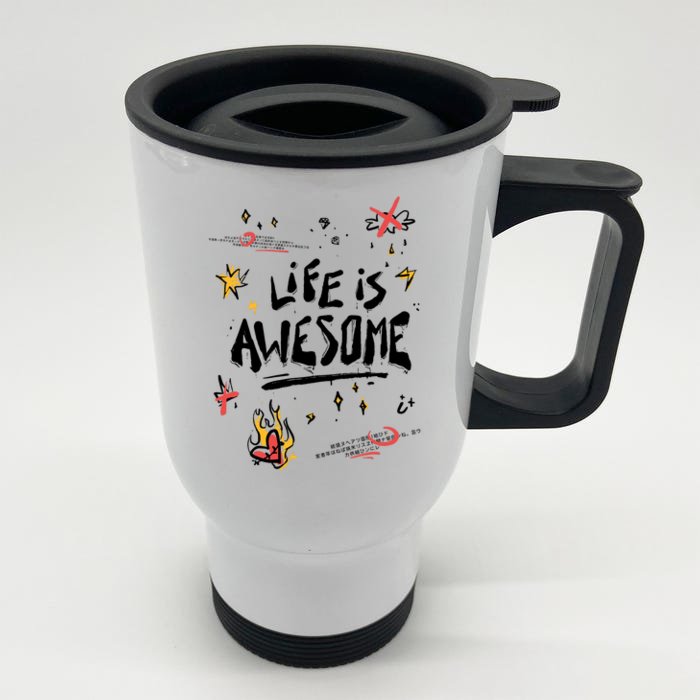 Life Is Awesome Rockstar Front & Back Stainless Steel Travel Mug