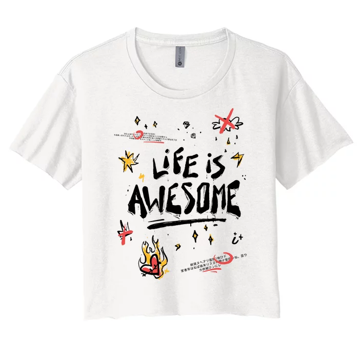 Life Is Awesome Rockstar Women's Crop Top Tee