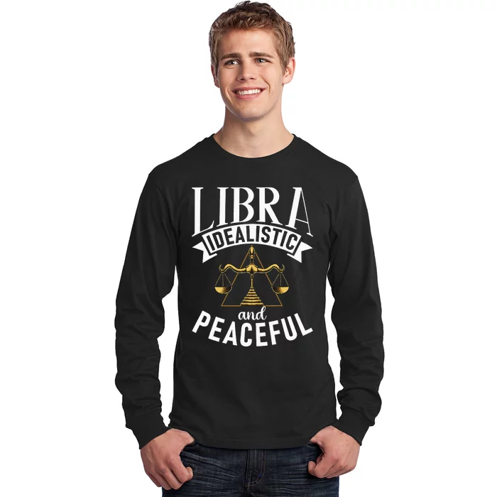 Libra Idealistic And Peaceful Zodiac Astronomy Nature Lover Long Sleeve Shirt