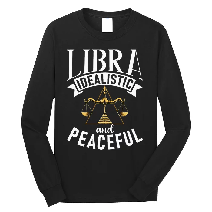 Libra Idealistic And Peaceful Zodiac Astronomy Nature Lover Long Sleeve Shirt