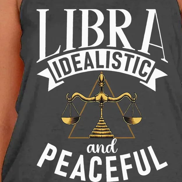 Libra Idealistic And Peaceful Zodiac Astronomy Nature Lover Women's Knotted Racerback Tank