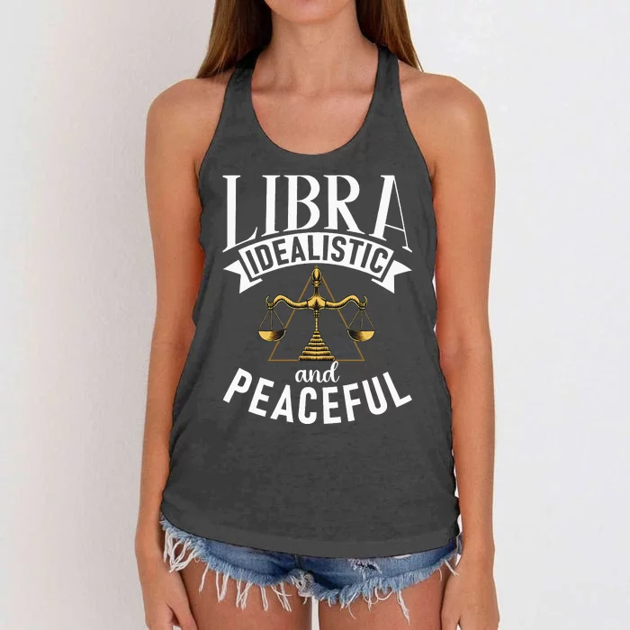 Libra Idealistic And Peaceful Zodiac Astronomy Nature Lover Women's Knotted Racerback Tank