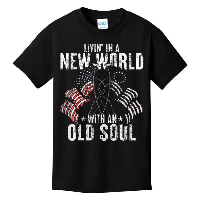 Livin In A New World With An Old Soul Kids T-Shirt