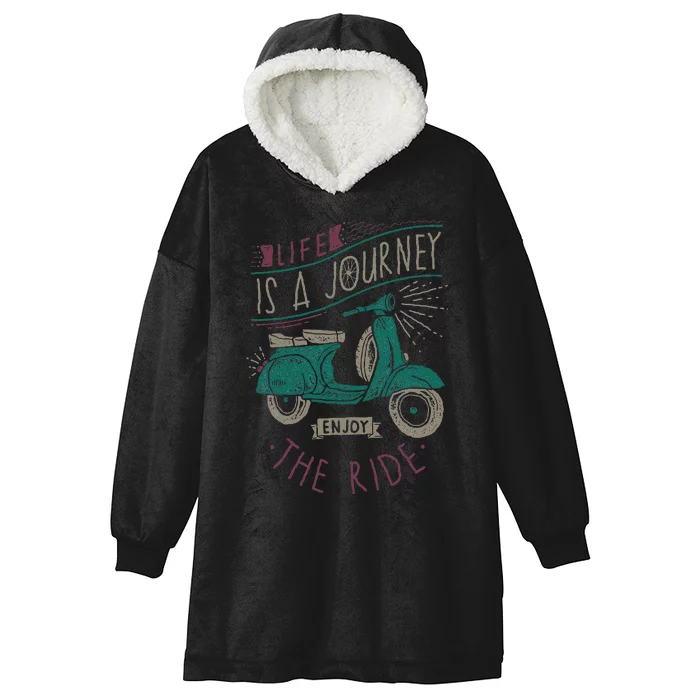 Life Is A Journey Enjoy The Ride Moped Vintage Retro Scooter Hooded Wearable Blanket