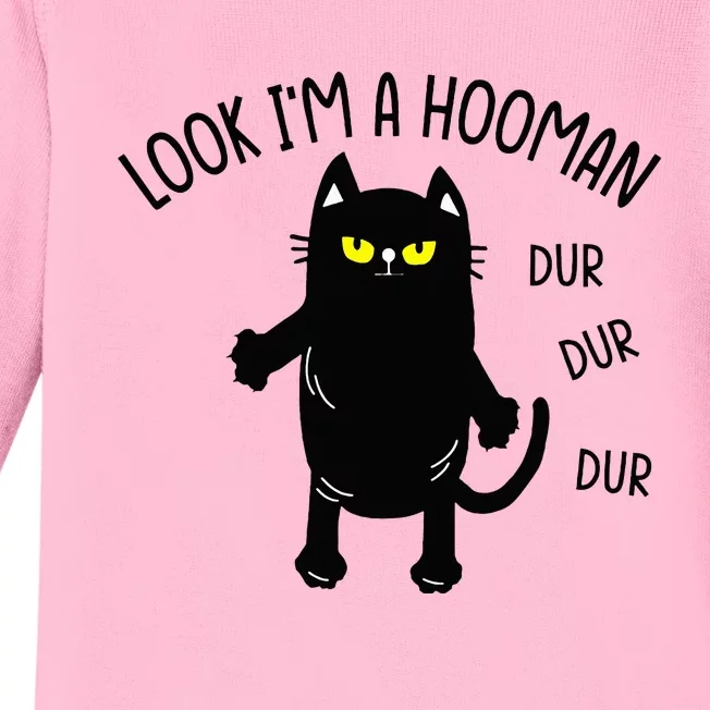 Look IM A Hooman Funny Cat Baby Long Sleeve Bodysuit