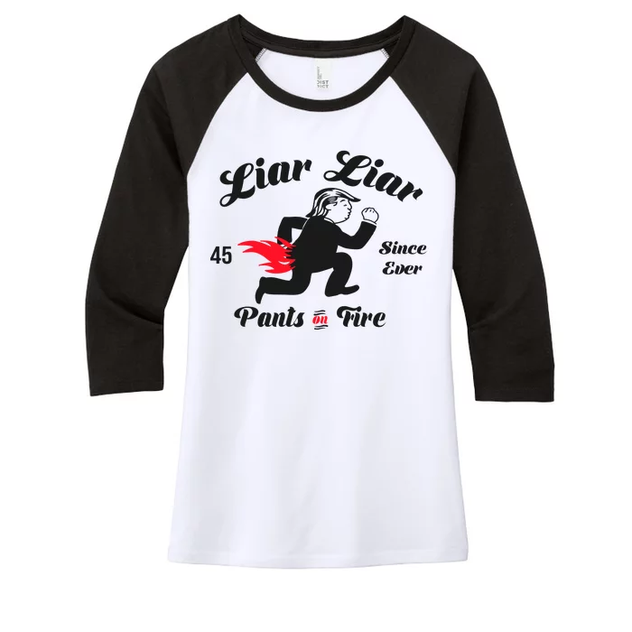 Liar Liar Pants On Fire Anti Trump Women's Tri-Blend 3/4-Sleeve Raglan Shirt