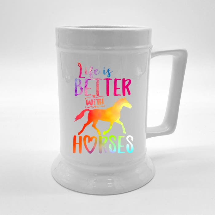 Life Is Better With Horses Riding Cute Horse Great Gift Front & Back Beer Stein