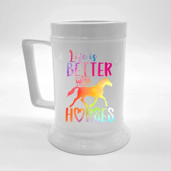 Life Is Better With Horses Riding Cute Horse Great Gift Front & Back Beer Stein