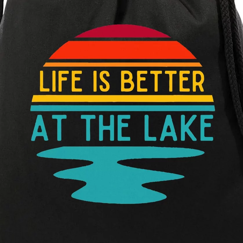 Life Is Better At The Lake Life Bum Lake Lover Pontoon Drawstring Bag