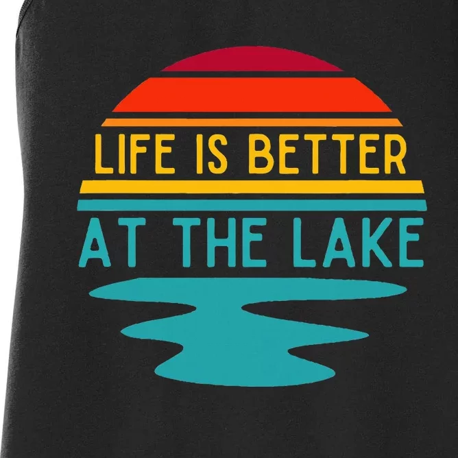 Life Is Better At The Lake Life Bum Lake Lover Pontoon Women's Racerback Tank