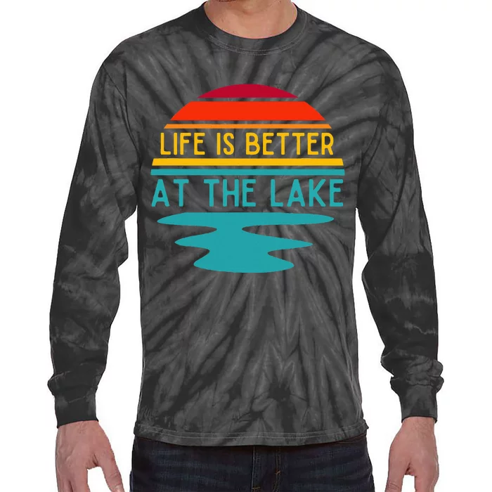 Life Is Better At The Lake Life Bum Lake Lover Pontoon Tie-Dye Long Sleeve Shirt