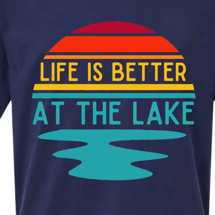 Life Is Better At The Lake Life Bum Lake Lover Pontoon Sueded Cloud Jersey T-Shirt