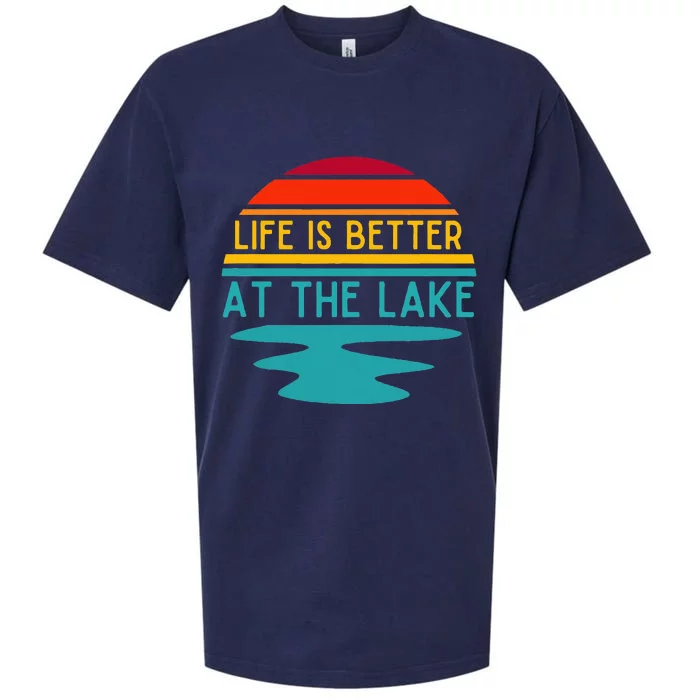 Life Is Better At The Lake Life Bum Lake Lover Pontoon Sueded Cloud Jersey T-Shirt