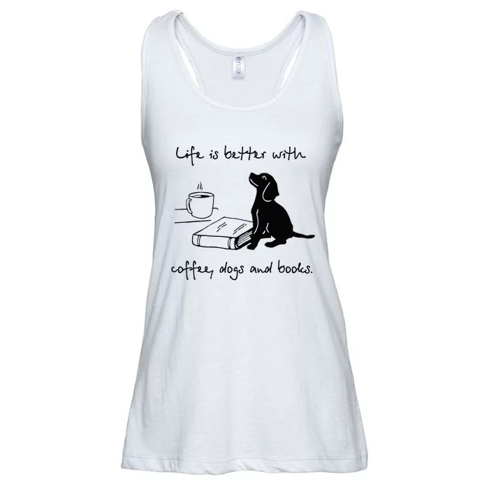 Life Is Better With Coffee Dogs and Books Mother's Day Ladies Essential Flowy Tank