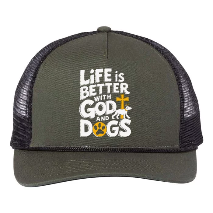 Life Is Better With God And Dogs Retro Rope Trucker Hat Cap