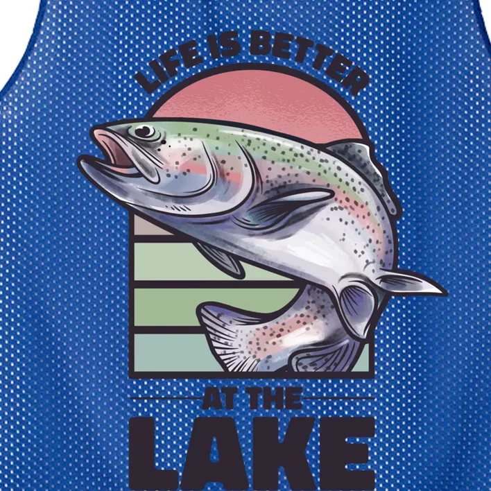 Life Is Better At The Lake Fishing Fish Fun Family Meme Cool Gift Mesh Reversible Basketball Jersey Tank