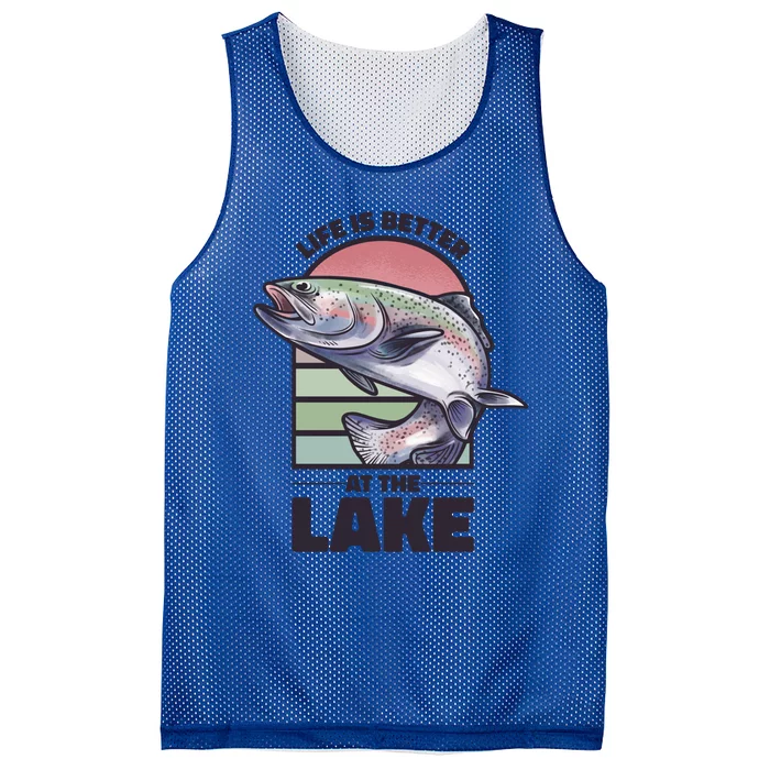 Life Is Better At The Lake Fishing Fish Fun Family Meme Cool Gift Mesh Reversible Basketball Jersey Tank