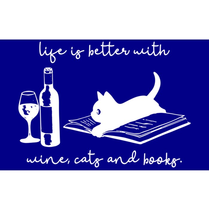 Life Is Better With Wine Cats And Books Black Cat Funny Cool Gift Bumper Sticker