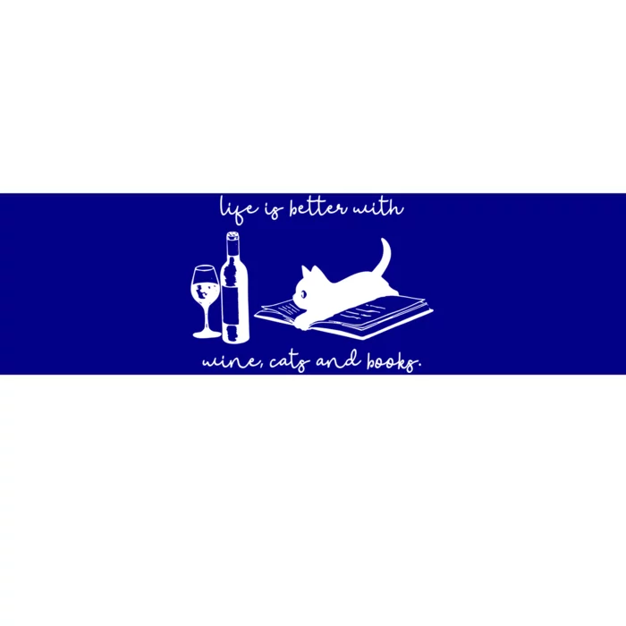 Life Is Better With Wine Cats And Books Black Cat Funny Cool Gift Bumper Sticker