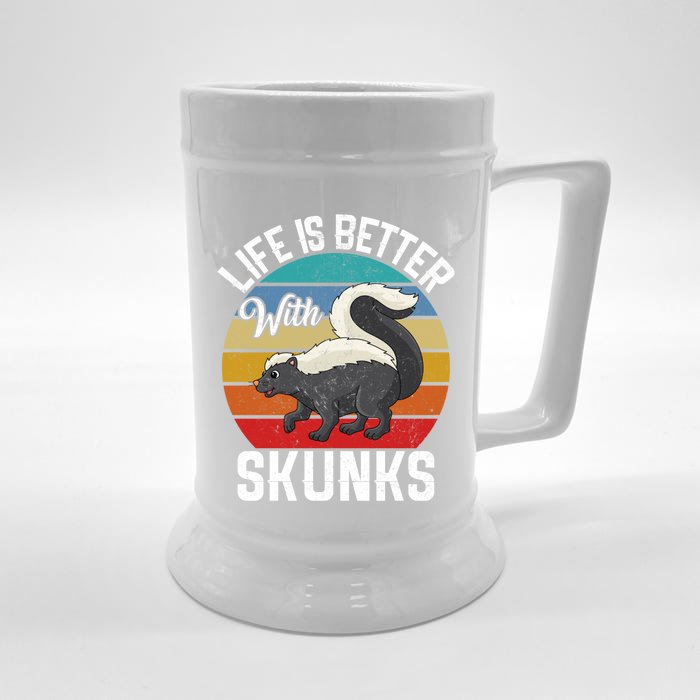 Life Is Better With Skunks Gift Stinktier Cute Gift Front & Back Beer Stein