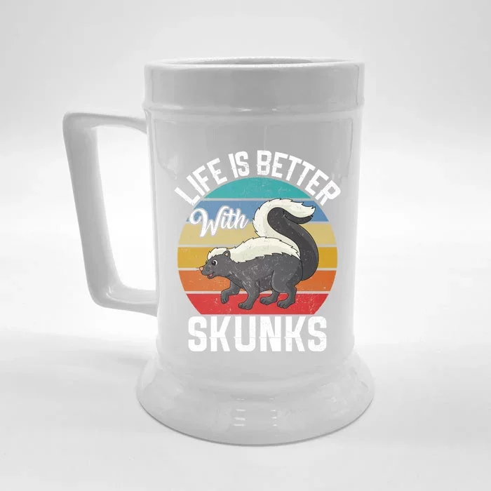 Life Is Better With Skunks Gift Stinktier Cute Gift Front & Back Beer Stein