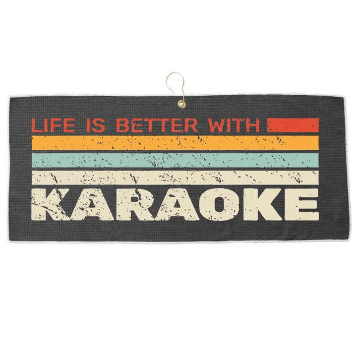 Life Is Better With Karaoke Vintage Microphone Music Singer Large Microfiber Waffle Golf Towel