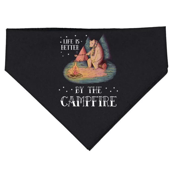 Life Is Better By The Campfire Camping Outdoor USA-Made Doggie Bandana