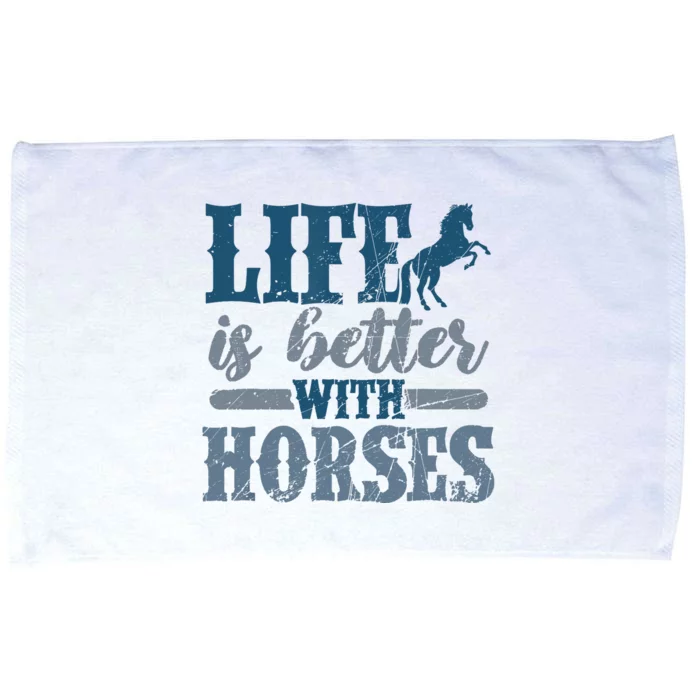 Life is Better with Horses Cute Horse Lover Horseback Riding Microfiber Hand Towel