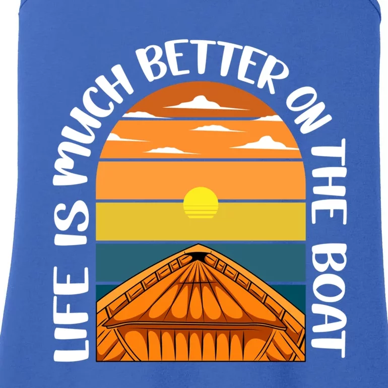 Life Is Better On A Boat Captain Boater Boating Retro Gift Ladies Essential Tank