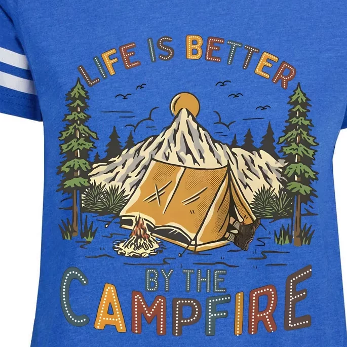 Life Is Better By The Campfire Camping Enza Ladies Jersey Football T-Shirt