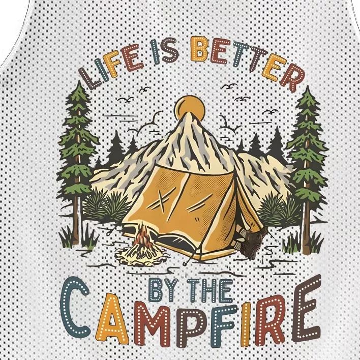 Life Is Better By The Campfire Camping Mesh Reversible Basketball Jersey Tank