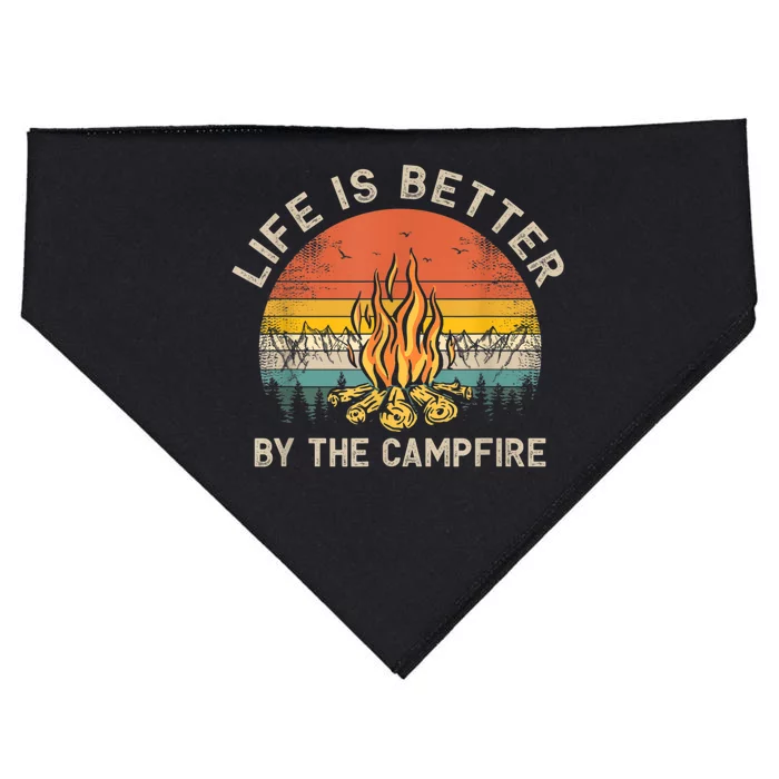 Life Is Better By The Campfire Camping Campfire USA-Made Doggie Bandana