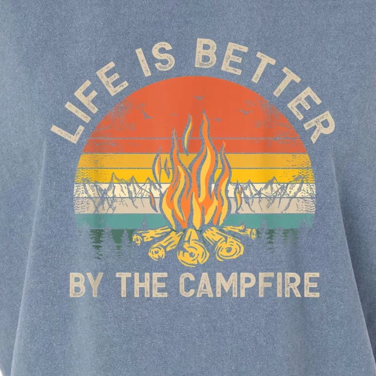 Life Is Better By The Campfire Camping Campfire Garment-Dyed Women's Muscle Tee