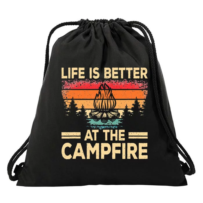 Life Is Better At The Campfire Camper Outdoorlife Camping Drawstring Bag