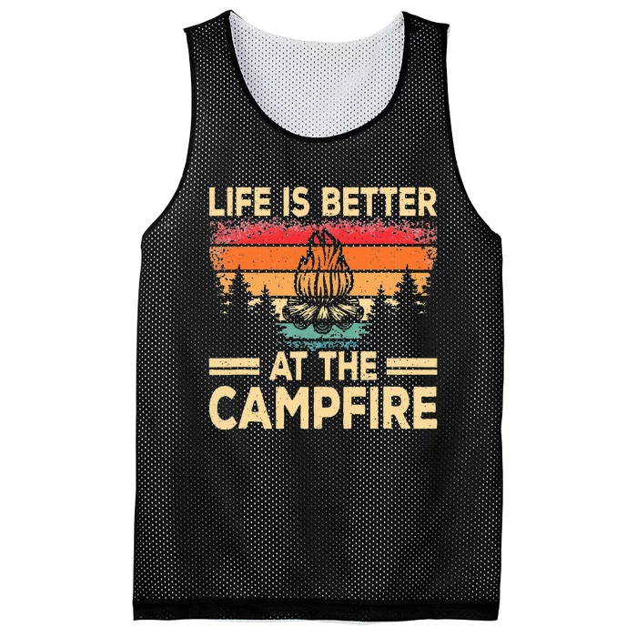 Life Is Better At The Campfire Camper Outdoorlife Camping Mesh Reversible Basketball Jersey Tank