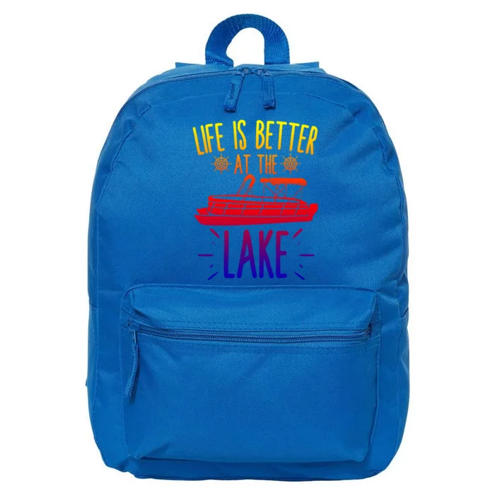 Life Is Better At The Lake Pontooning Boat Gift 16 in Basic Backpack