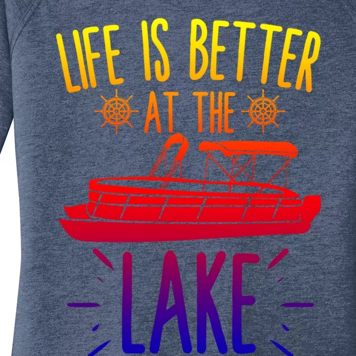 Life Is Better At The Lake Pontooning Boat Gift Women's Perfect Tri Tunic Long Sleeve Shirt