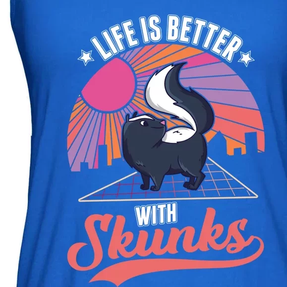 Life Is Better With Skunks Gift Ladies Essential Flowy Tank