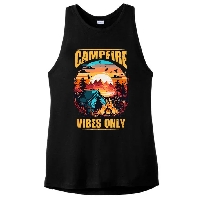 Life Is Better At The Campfire Funny Camper Camp Camping Ladies Tri-Blend Wicking Tank