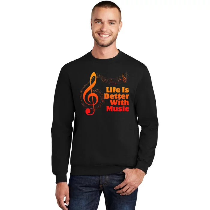 Life Is Better With Music Theory Musician Teacher Notes Clef Sweatshirt