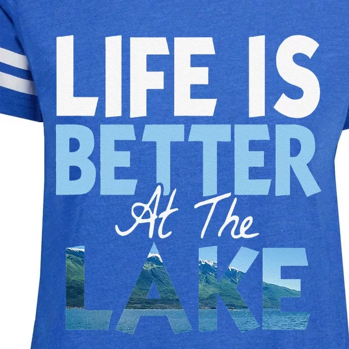 Life Is Better At The Lake Fishing Boating Enza Ladies Jersey Football T-Shirt