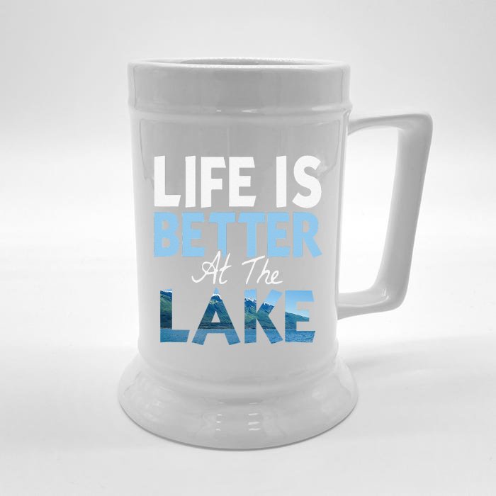 Life Is Better At The Lake Fishing Boating Front & Back Beer Stein